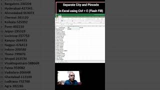 Separate City and Pincode in Excel using Ctrl + E (Flash Fill)
