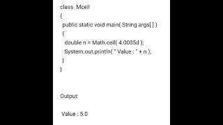 Write a program to use ceil math function #shorts_javaprogramming
