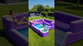 Loving these inflatable sofa pools with built-in cooler 😱
