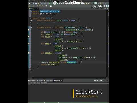 0024 QuickSort Algorithm using Streams in #java #coding #algorithm  #programming #array #algorithm