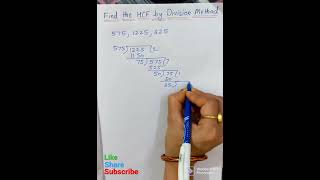 Find HCF of 575,1225&625 by division method| HCF of 3 numbers by Division method #maths #hcf