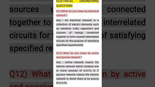 What is Electric network? and what is active and passive network #shorts ELECTRICAL ENGINEERING