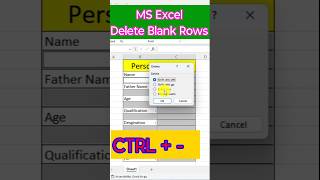 MS Excel Delete Blank Row | Delete Empty Rows with these Excel Shortcuts #shorts #excel #exceltricks