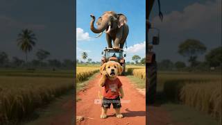 The poor puppy rescue elephant from tractor #puppy #rescue #elephant #tractor #animals #funny