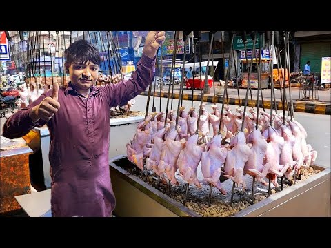 Little Boy Selling FULL CHICKEN ROAST and WHOLE FRIED CHICKEN on the street of Pakistan