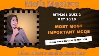 MTH201 Quiz | Calculus & Multiple variables #calculus #mathematics #challenge #informativevideo
