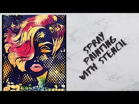 SPRAY PAINTING WITH STENCIL : RED HAIR WOMAN