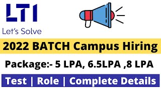 LTI Campus Hiring 2022 Notification Out | Test Pattern | Test Details | Syllabus | LTI Hiring 2022