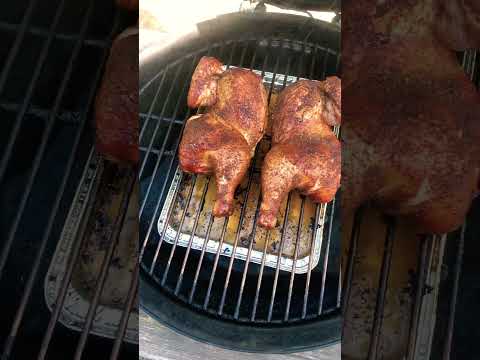 Chicken on the grill smoked #foryou #fypシ #fyp #cooking #dinner #grill #bge #chicken