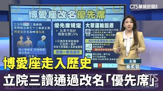 博愛座走入歷史　立院三讀通過改名「優先席」｜華視新聞 20250727 @CtsTw