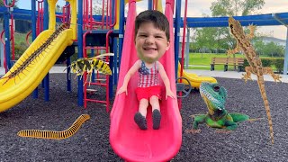 LIZARDS, BUGS & PLAYING at BEST PARK Playground EVER with MOM and DAD! Caleb's Bug Hunt Adventure!