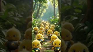 March of the Robo-Chicks #RobotChicks #CuteTech #ForestMission #AdorableArmy #FutureFeathers