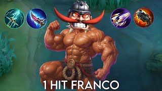 EXP FRANCO !! BEST BUIID & EMBLEM FOR ONE HOOK DELETE ( must try ) FRANCO EXP LANE GAMEPLAY ~ MLBB