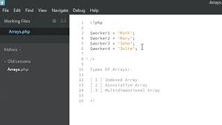 19 - Introduction to Arrays - PHP Basics - learn PHP for beginners