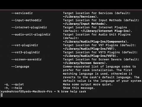how to Print Help Information in homebrew