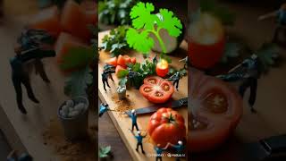 Inside the Salsa Bowl: A Miniature Workforce at Work   #ai #aiartwork #tinypeople #miniatureworld