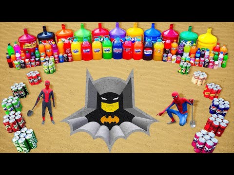 Big Toothpaste Eruption from Batman pit, Balloons Soda, Pepsi, Coca Cola, Fanta vs Mentos