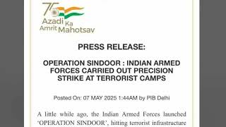 Breaking: India's Operation Sindoor Targets Pakistan Terrorist Infrastructure