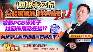 關稅未公布台股驚驚漲利空出盡？｜散熱PCB矽光子拉回佈局點在這！？｜我來教你台積電法說期指結算如何操作！｜ 賺錢星期天money #陳榮華