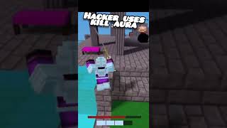 Hacker uses kill aura in Roblox Bedwars...