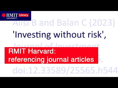 RMIT Harvard: Referencing journal articles