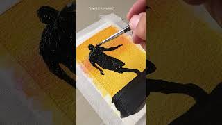 Man patting the sun with his hands / watercolor painting #painting#shorts #acrylicpainting