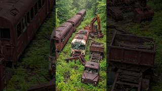 Exploring Abandoned Vehicles #part14 | Bus, Train, Excavator #shorts #trending