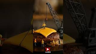 Make cheeseburger . . . #aiart #miniature #tinyworkers #food #cooking #cheeseburger #asmr #ai