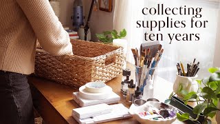 A tour of my ART STUDIO and SUPPLIES 🎨 new desk makeover with Fezibo