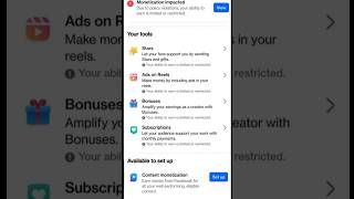 Facebook me Monetization impact problem par content monetization mil gaya.... #shortsfeed #shorts