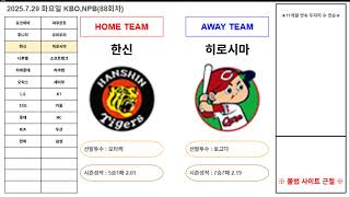 [7월29일 화요일]⚾️일본야구 국내야구⚾️전 경기 분석 코멘트 ㅣ야구분석 농구분석 축구분석 배구분석 NPB KBO MLBㅣ