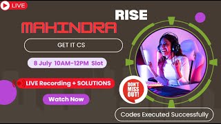 🔴 Live Mahindra GET IT & CS Ignitors Assessment Solutions 8th July 2025 Slot