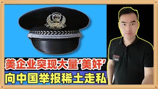 传今年上半年有大量美国企业成为美国“美奸”，自费搜集证据向中国海关举报稀土走私，破获非常大