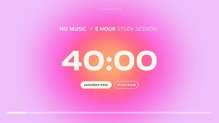 5-hour Aesthetic Pomodoro Timer for Studying 💗 Study Session with 10 minute break | Study With Me