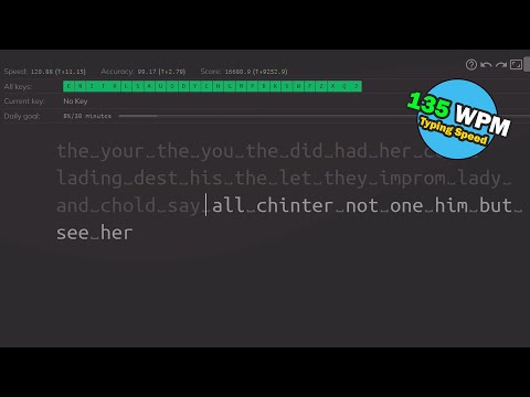 135 wpm with no mistakes (Keybr.com Typing Speed)