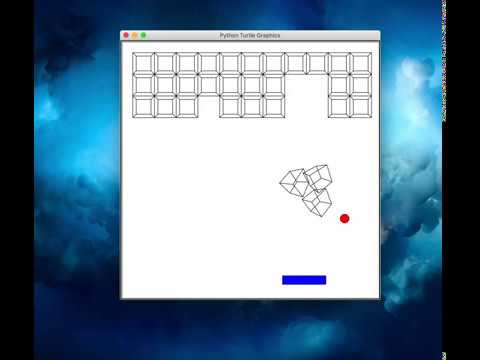 Simple breakout game using python and the turtle module with 3D block rotation