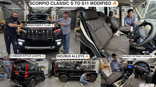 SCORPIO CLASSIC S TO S11 MODIFIED 🔥 | WITH SEAT COVERS ✅ G WAGON LIGHTS ✅ ALLOYS ✅ HEADLIGHTS ✅