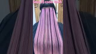 Popular Hairstyle Tutorial💗Pink Color Tape Ins Extension Install On Natural Color Hair #elfinhair
