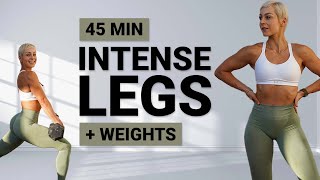 45 MIN DB LEG WORKOUT | Lower Body | Quads | Hamstrings | Glutes | Calves | At Home Legs