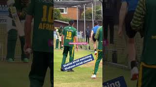 Lala Shahid Afridi watching closely as Shaheen Shah Afridi working hard in nets at Pickwick Cricket