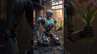 AI Robot Kneels with Flowers | Silent Apology or Goodbye? #ai #robot #robotlove