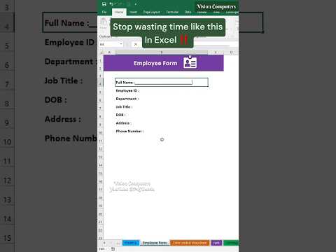 Employee Form in Excel 🔥 Excel tricks #excel #exceltips #exceltricks #exceltutorial