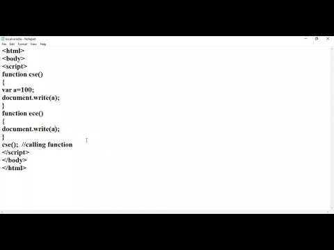 JavaScript local and global variable example programs.