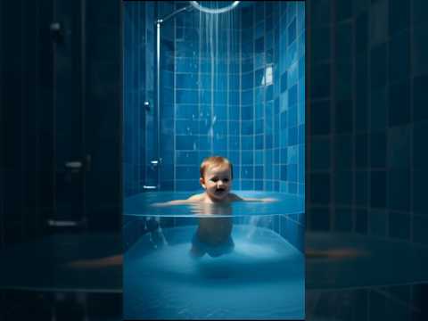 Water Rising in Bathroom — Baby in Danger! #aivideo #aishorts #aicontent #babyrescue #trending #ai