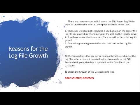 Increase in the Growth of the Log File | SQL Server