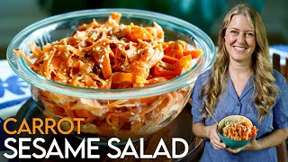 SECRET to the BEST Oil-Free Carrot Sesame Salad (Ready in Minutes!) #vegan #oilfree