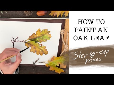 How to paint an oak leaf with watercolor