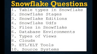 Snowflake Interview Questions and Answers for Experienced | Snowflake Interview Preparation
