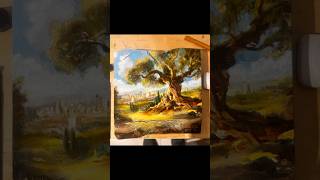 Painting Jerusalem: Olive Tree & Ancient Scenery on Olive Wood
