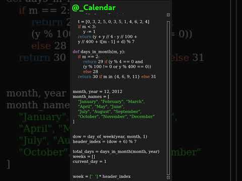 Calenders raw code without import